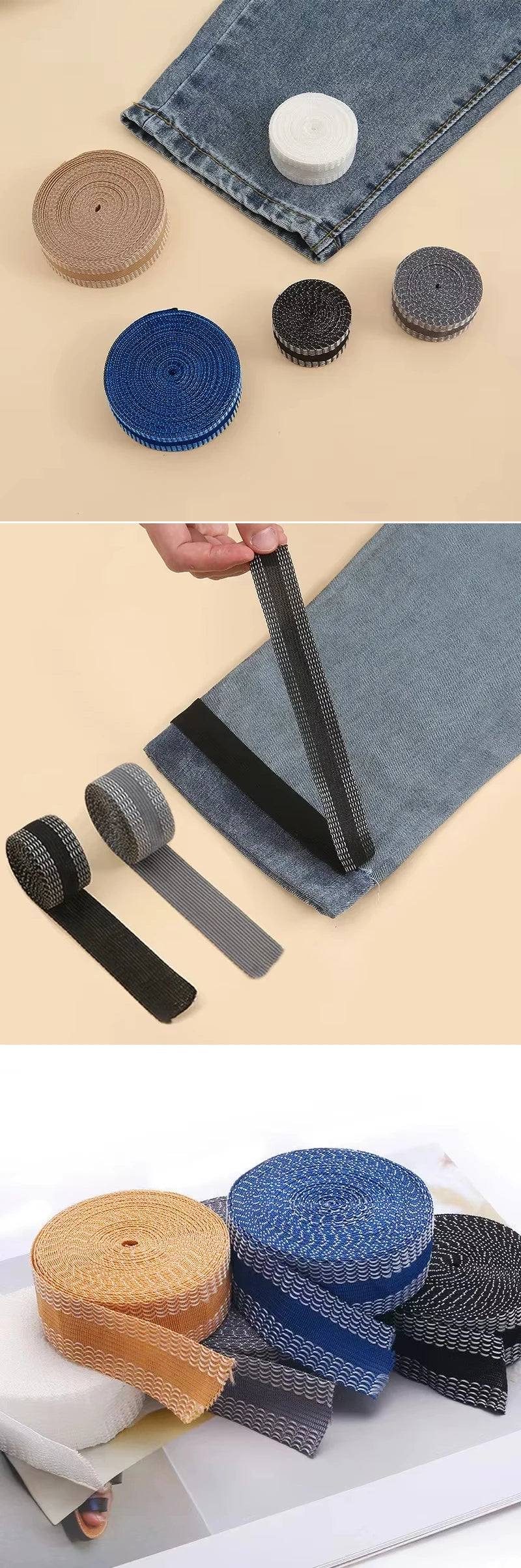 1M-5M Self-Adhesive Trousers Hemming Paste Iron On Pants Edge Shorten Repair Paste Hem Tape Washable Easy Use DIY Sewing Fabric