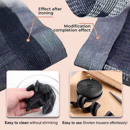 1-5M Self-Adhesive Pants Hem Paste Tape Trouser Edge Paste Iron-on Pant Shorten Repair Jean Hemming Tape For DIY Sewing Fabric