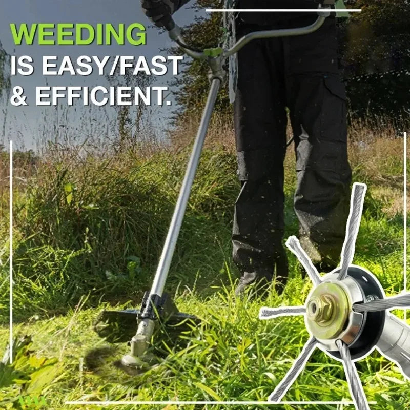 Weed Brush Head Steel Wire Wheel Grass Trimmer Head Removal Moss Rust Lawn Mower Grass Brush Disc Weed Brush Trimmer Heads