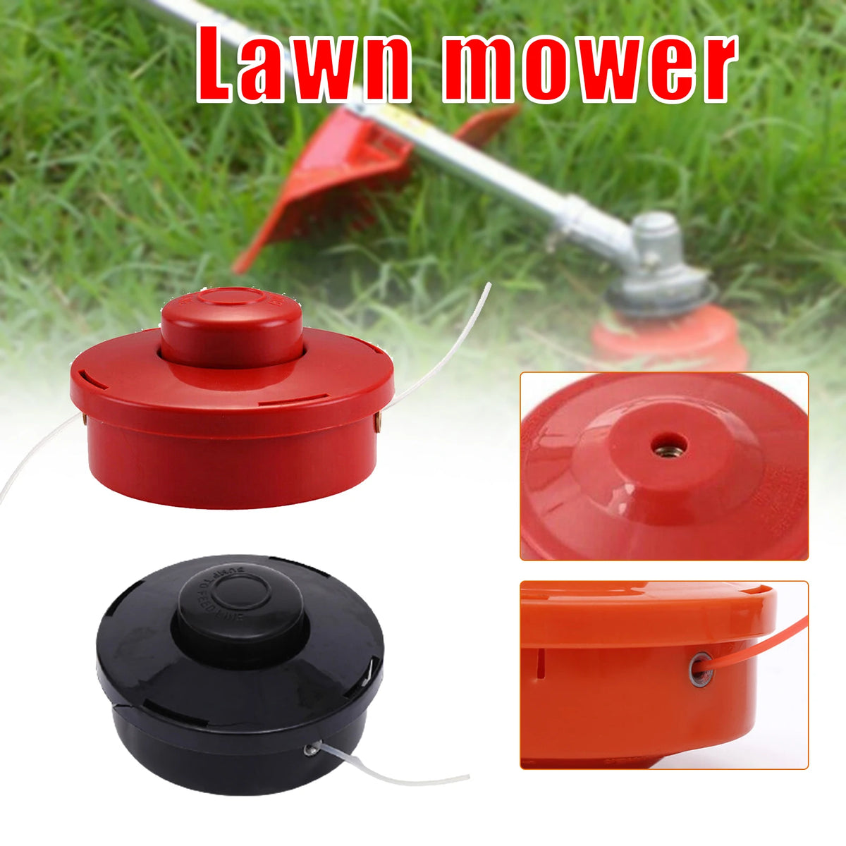 Red/Black Universal Petrol Trimmer Head Bump Feed Line Spool Cutter Plastic Trimmer Head Replacement Lawnmower Parts
