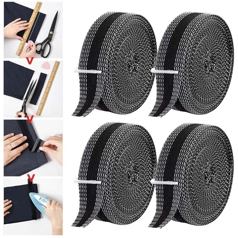 1M-5M Self-Adhesive Trousers Hemming Paste Iron On Pants Edge Shorten Repair Paste Hem Tape Washable Easy Use DIY Sewing Fabric